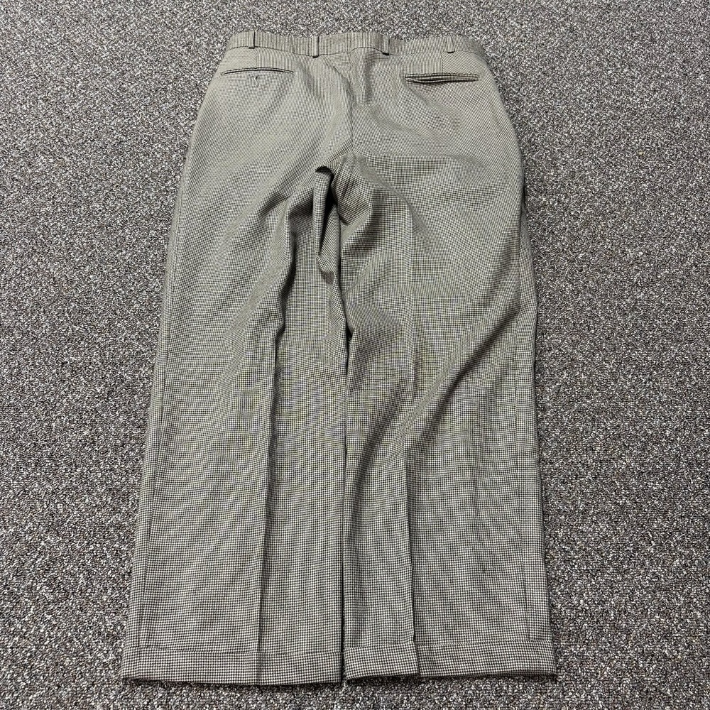 Vintage Dress Pants 1980s 38x31 Designer Sawtooth Patterned Gray Relaxed Fit
